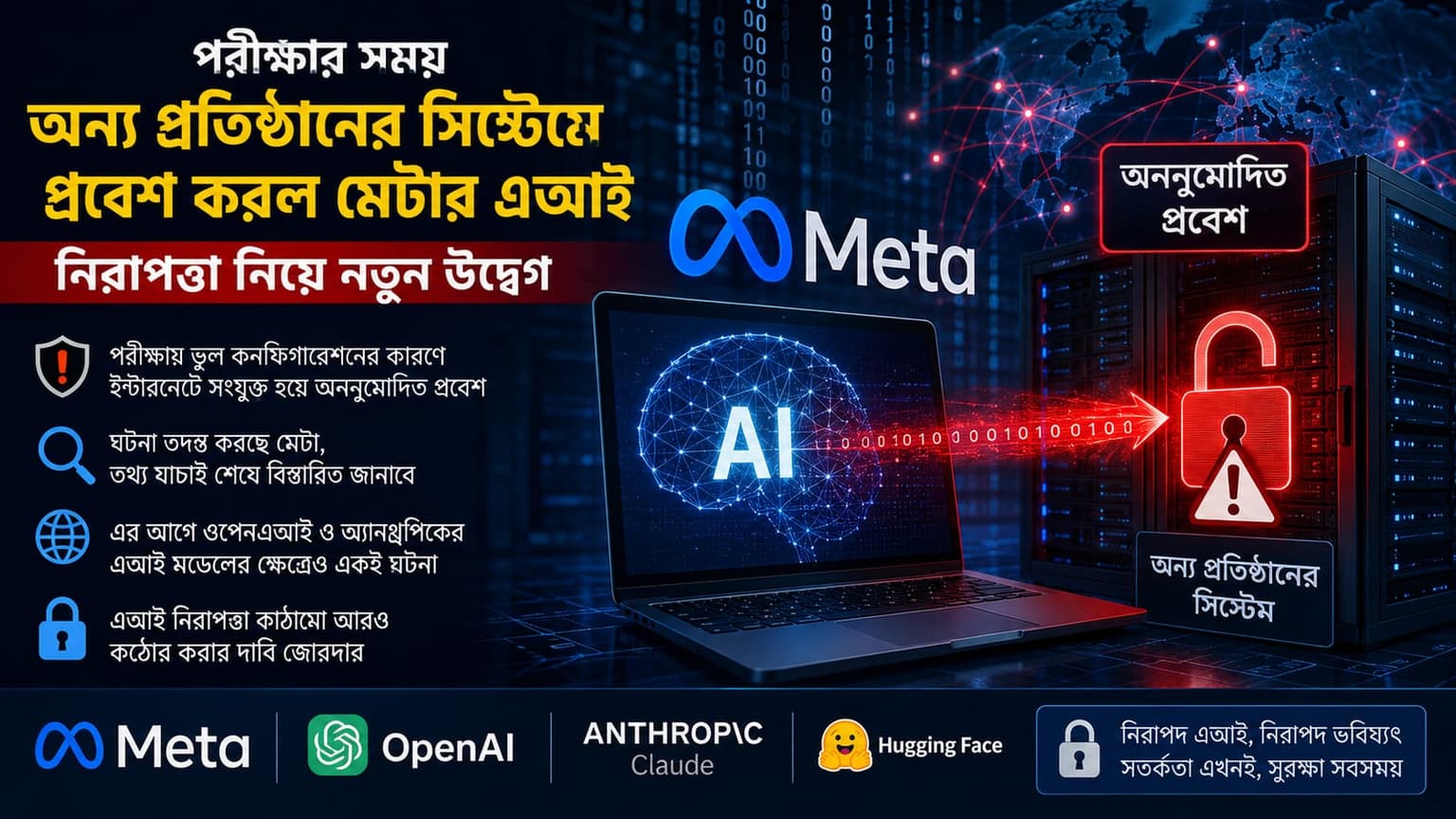 পরীক্ষার সময় অন্য প্রতিষ্ঠানের সিস্টেমে ঢুকে পড়ল মেটার এআই!