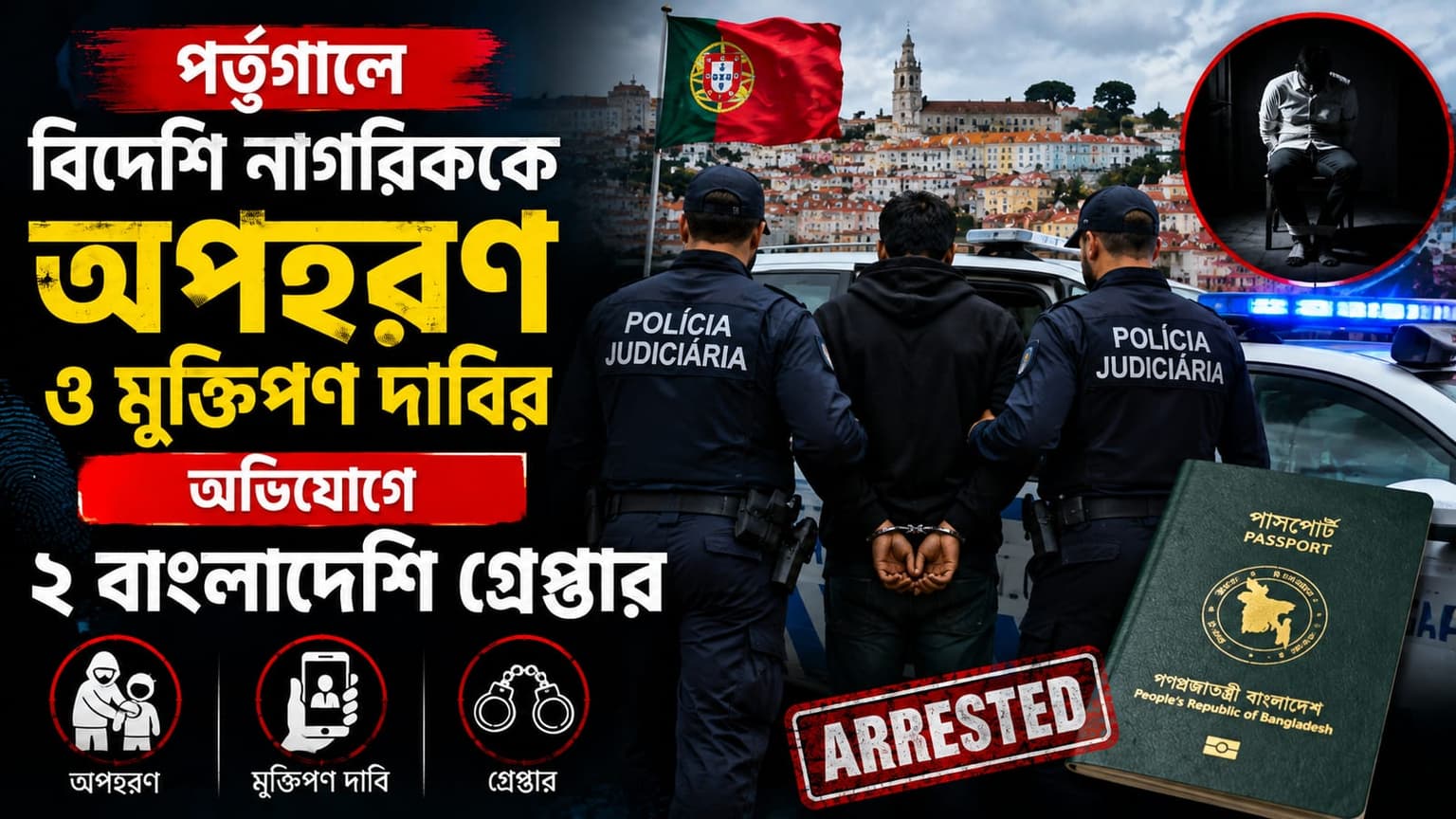 পর্তুগালে বিদেশি নাগরিককে অপহরণ, মুক্তিপণ আদায়ের অভিযোগে ২ বাংলাদেশি গ্রেপ্তার