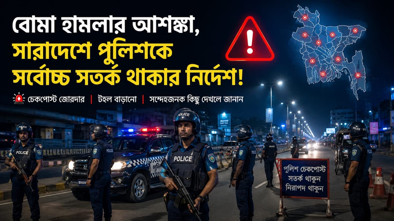 বোমা হামলার আশঙ্কায় পুলিশ সদস্যদের সর্বোচ্চ সতর্ক থাকার নির্দেশ