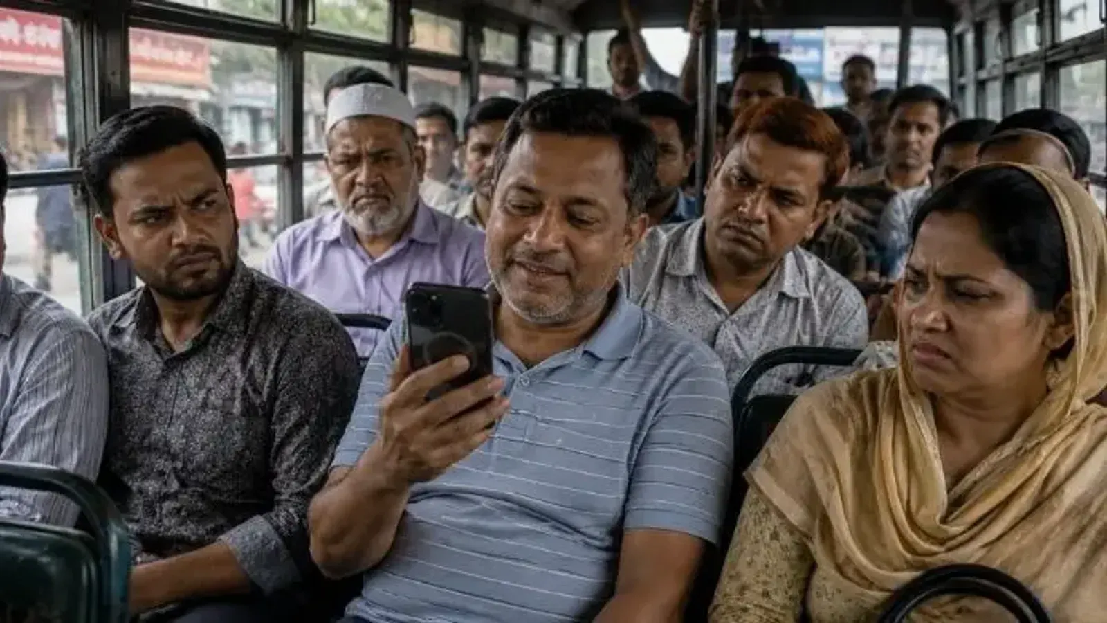 Bangladesh Commuters Frustrated by Loud Mobile Phone Audio on Local Buses