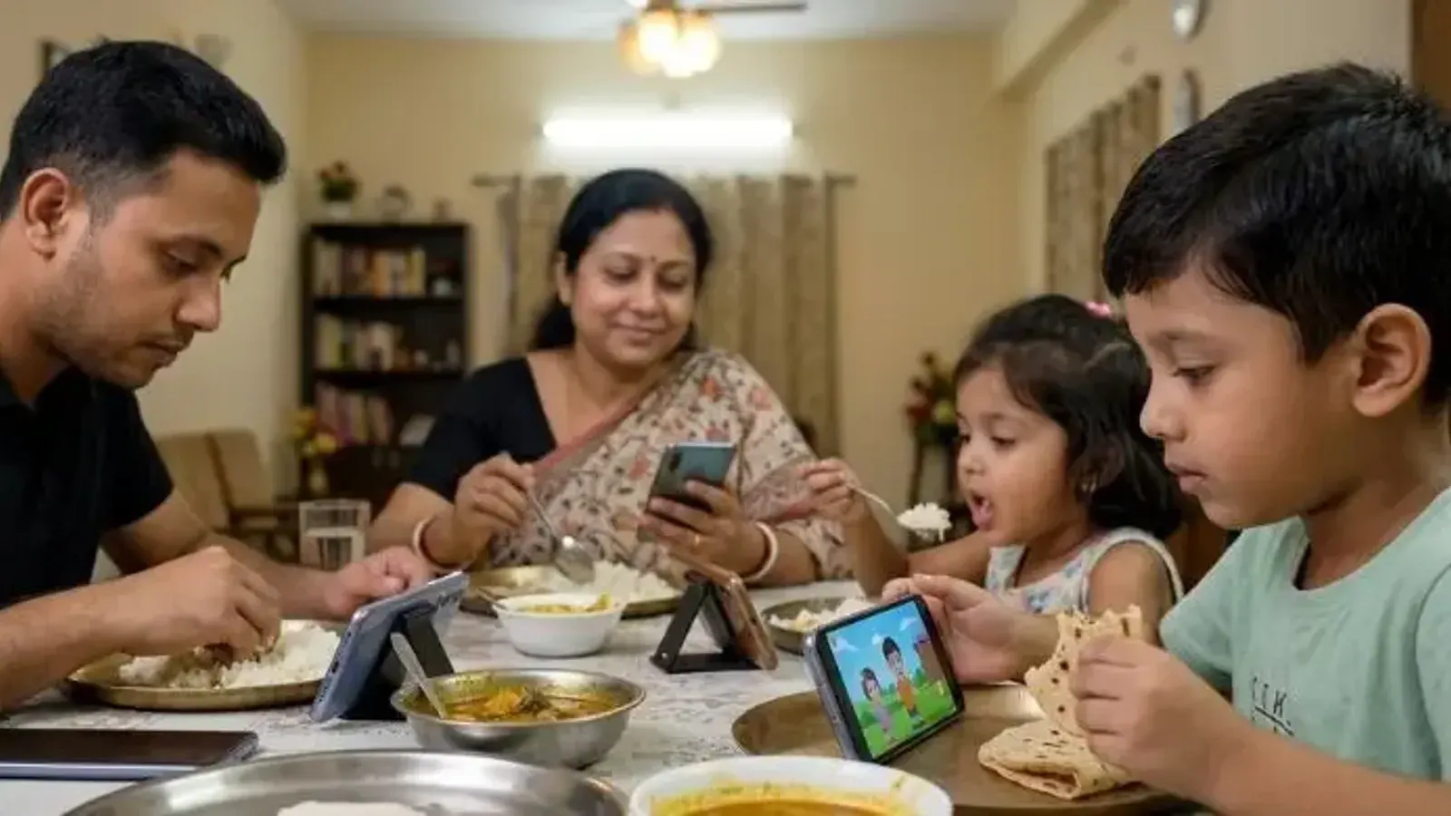 Study Links Screen Time During Meals to Health Risks