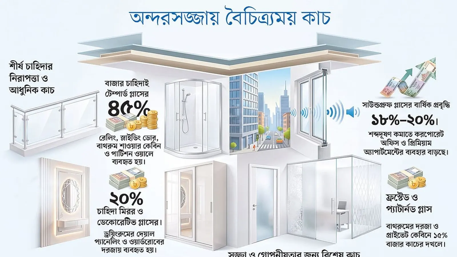 আবাসন ও অভ্যন্তরীণ নকশায় বাড়ছে কাচের ব্যবহার