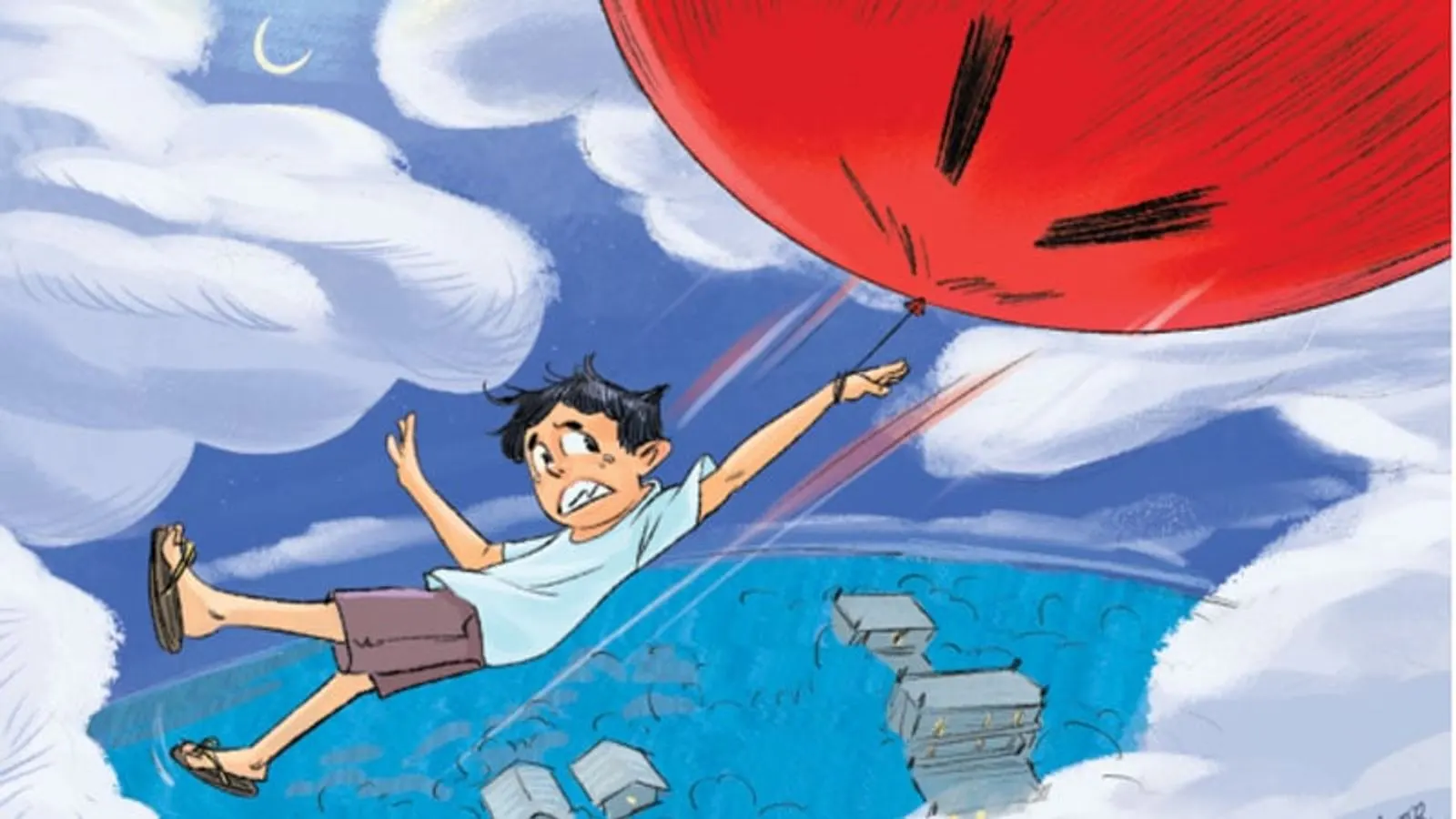 Red Balloon Adventure Unfolds Amid Rain and Conflict