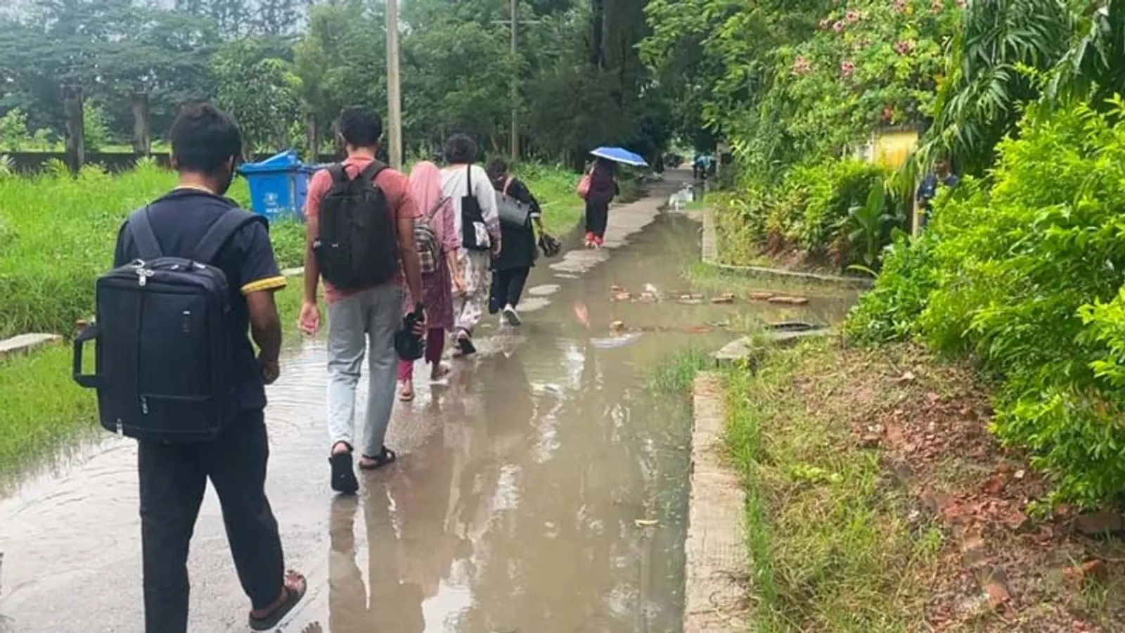 NSTU Students Face Severe Waterlogging After Rain Due to Lack of Drainage