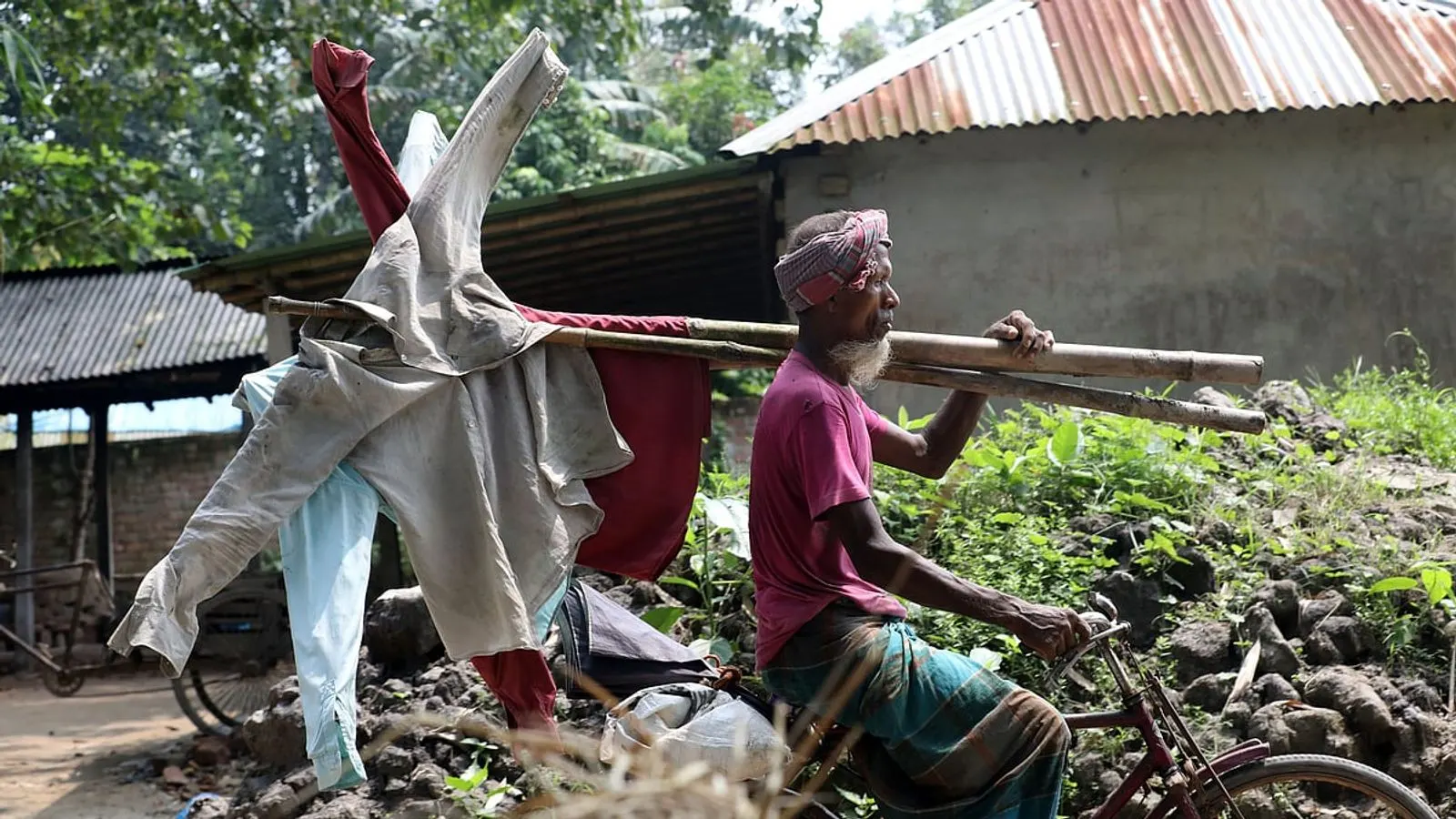 বগুড়ায় কৃষকের মুলার বীজ রক্ষায় মাঠে কাকতাড়ুয়া স্থাপন