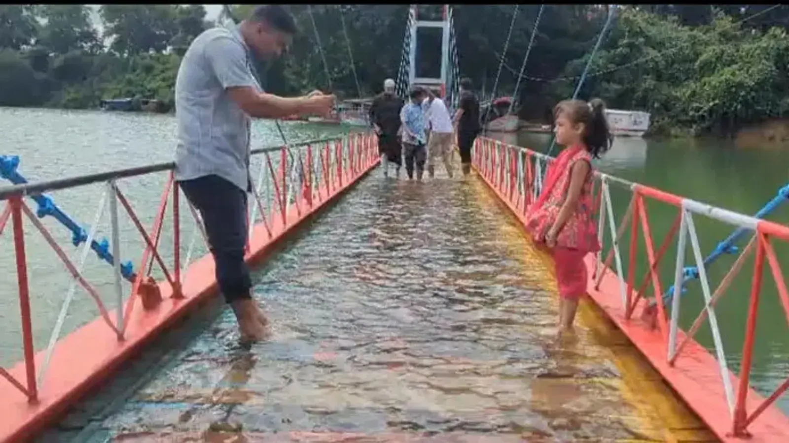 Rangamati Hanging Bridge Submerged as Kaptai Dam Sluice Gates Open