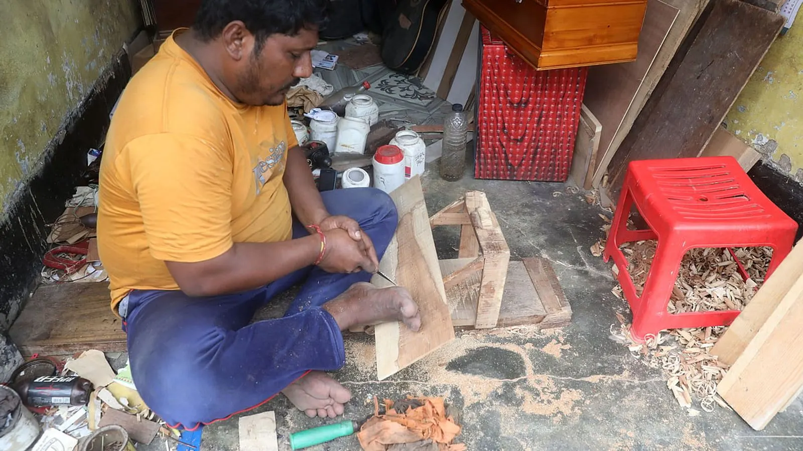 Bogura Artisans Busy Making and Repairing Musical Instruments for Durga Puja